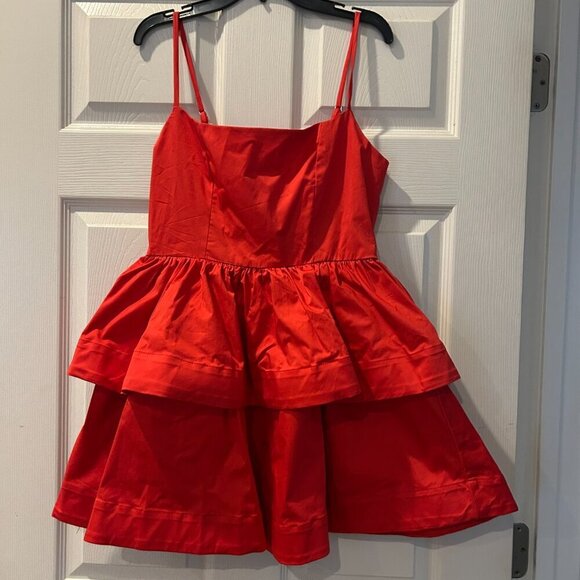 New With Tags Tiered Poplin Ruffle Mini Dress Size Medium Party Flirty Coquette - Picture 11 of 15